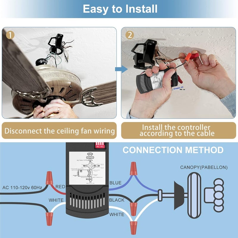Onisamt Universal Ceiling Fan Remote Control Kit Dimmable, Replacement for Hampton Bay,Hunter, Honeywell, Westinghouse FAN-28R Fan-HD CHQ7078T UC7078T L3H2010FANHD L3H2014FANHD RR7079T Fan-HD5 - Image 4